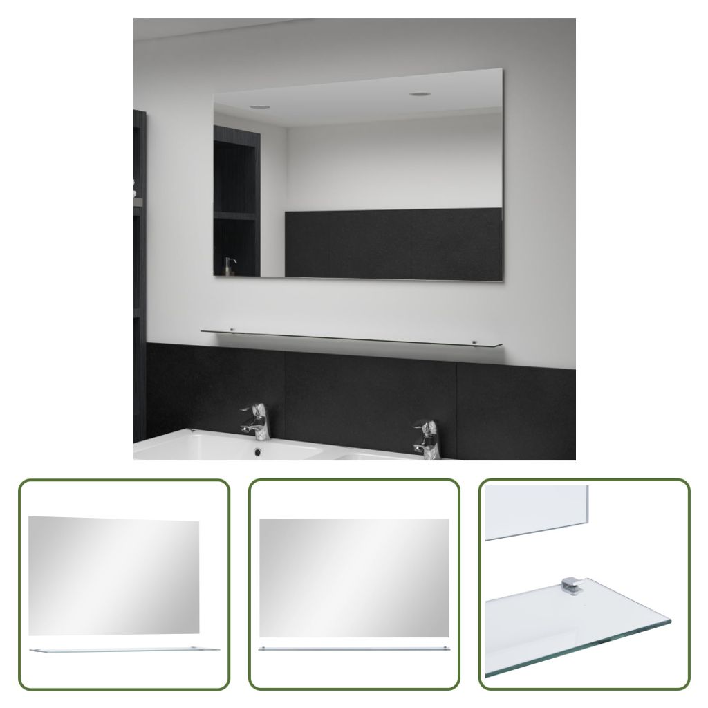 The Living Store Wandspiegel mit Regal 100×60 cm Hartglas Produktbild 