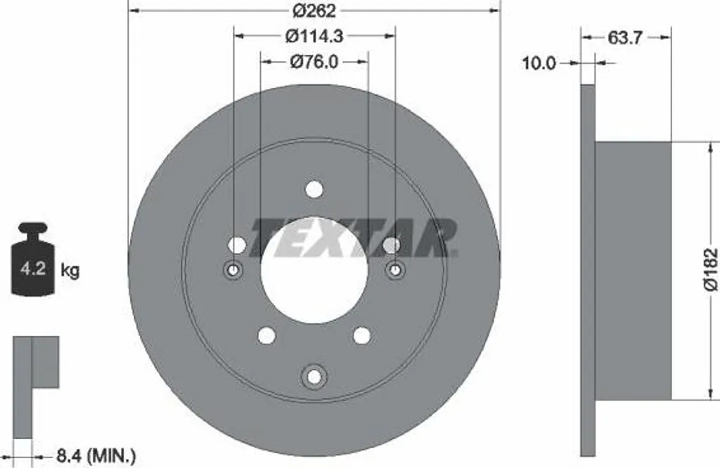 Disque de frein auto Textar 92226003 arrière Kia Soul 584110Q300 compatible