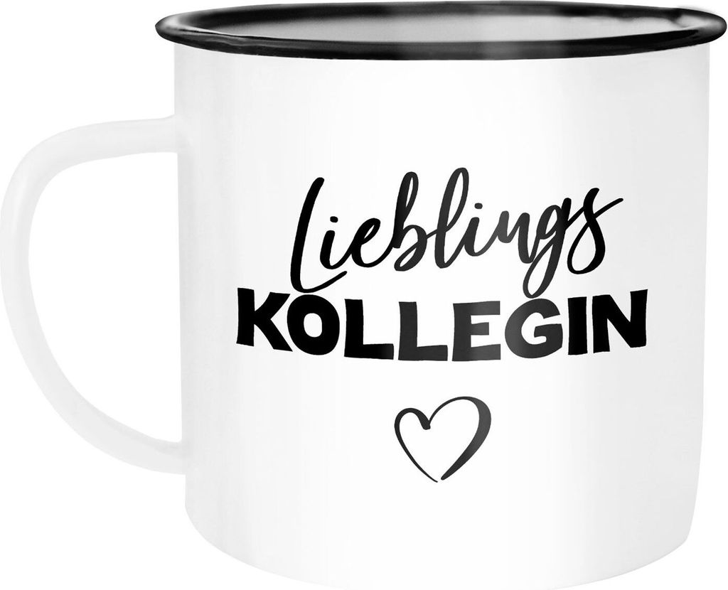 Emaille-Becher Lieblings Kollegin Geschenk Arbeit Büro-Tasse Kaffeetasse Moonworks weiß-schwarz unisize
