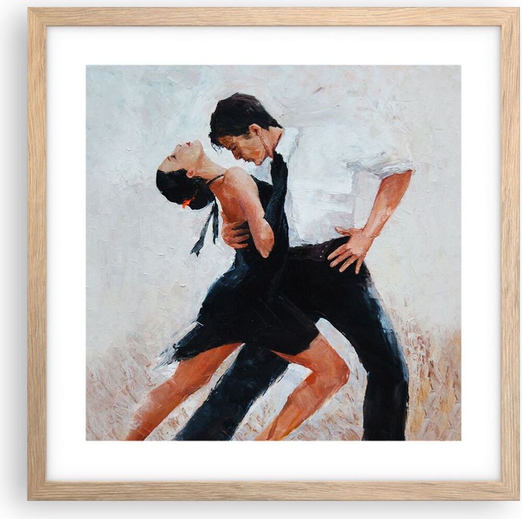 Gerahmtes Poster - Rahmen in heller Eiche - tanzen sie - 40x40 cm - Wand Bild - Wanddeko - Wandbilder - Kunstposter - Wandposter - Bilderrahmen - B...