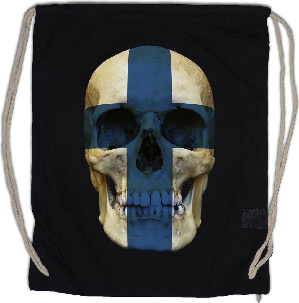 Urban Backwoods Classic Finland Skull Flag, Turnbeutel, Farbe: Schwarz