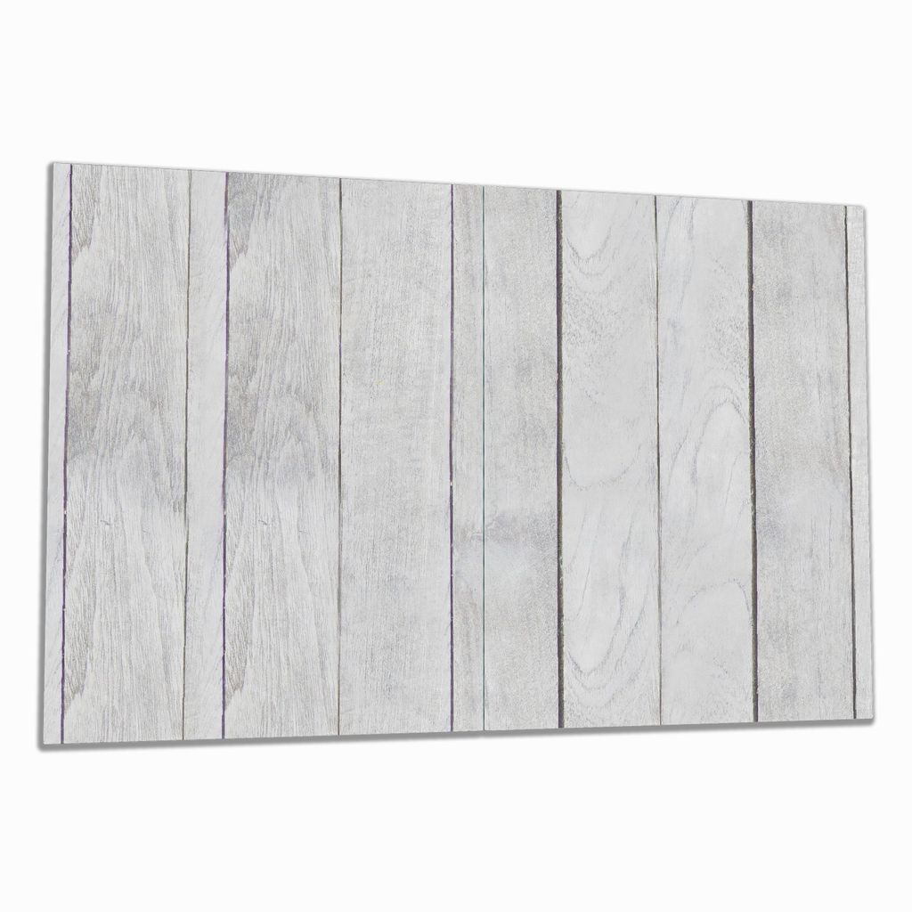 Wallario Herdabdeckplatte aus Glas, Größe 80 x 52 cm 2-teilig, Motiv Graue Holztür