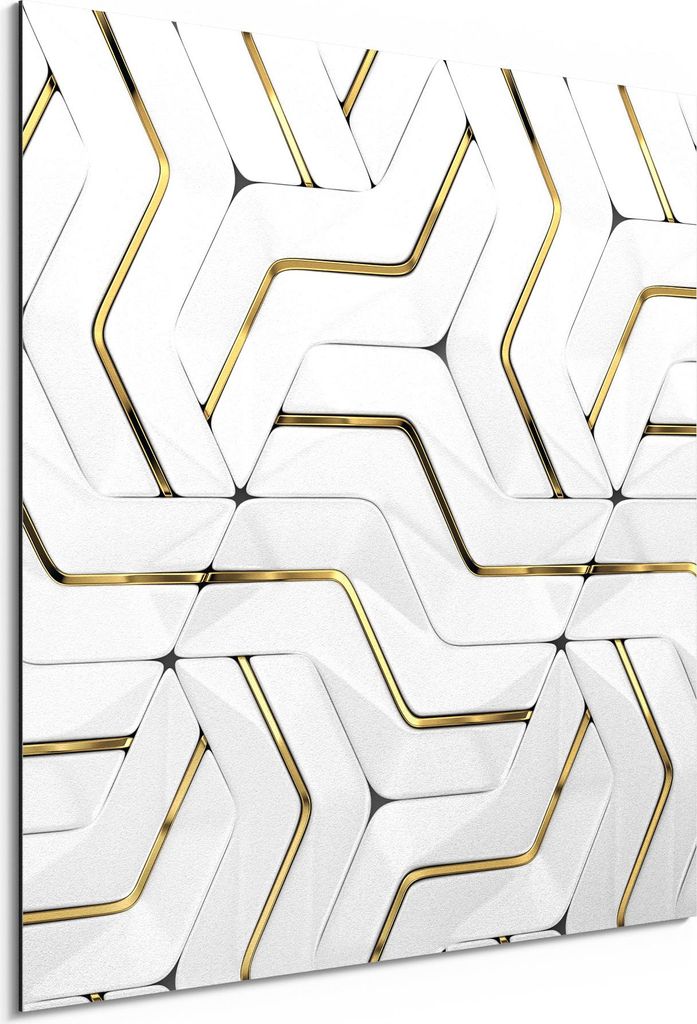 DEQORI Alu-Dibond Bild Weiß 50x50 cm 'Hochglanzmuster' Wandbild Metall dünn Design