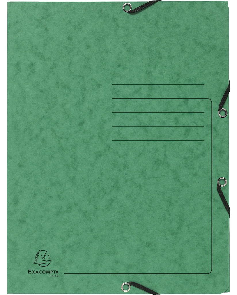 Exacompta 25x Sammelmappe + Gummizug 3 Klappen Karton 355g/m2 A4 Grün 55403E