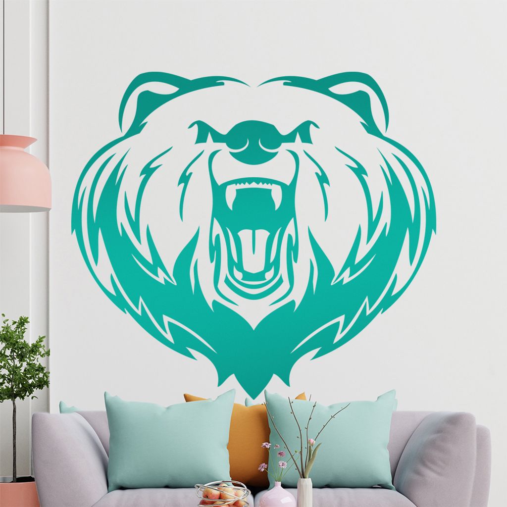 KIWISTAR Braunbär - Bär Wildniss Aggresiv Zähne Wandtattoo in 6 Größen - Wandaufkleber Wall Sticker - Dekoration, Küche, Wohnzimmer, Schlafzi...