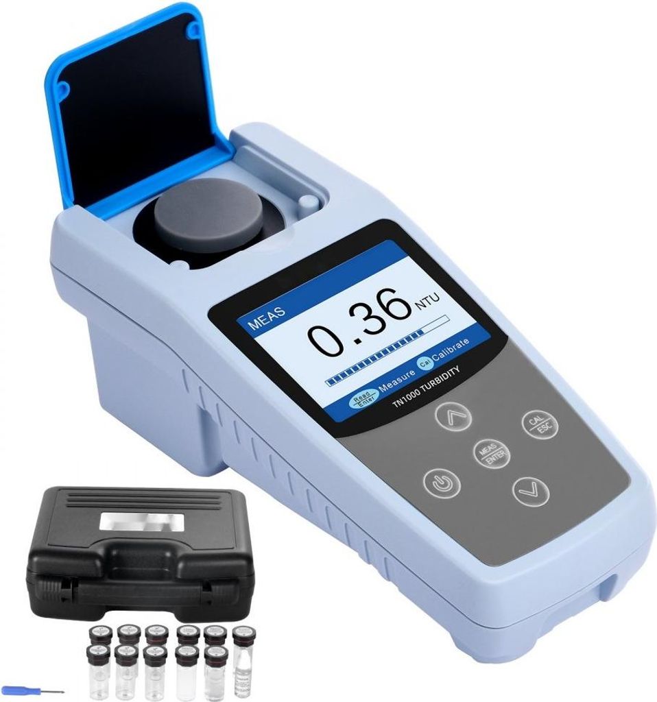 Trübungsmessgerät 0-1000 NTU ISO 7027 - Tragbarer Turbidimeter mit schnellem Ablesen - Inklusive Kalibrierlösungen, Probenfläschchen & Tragetas...
