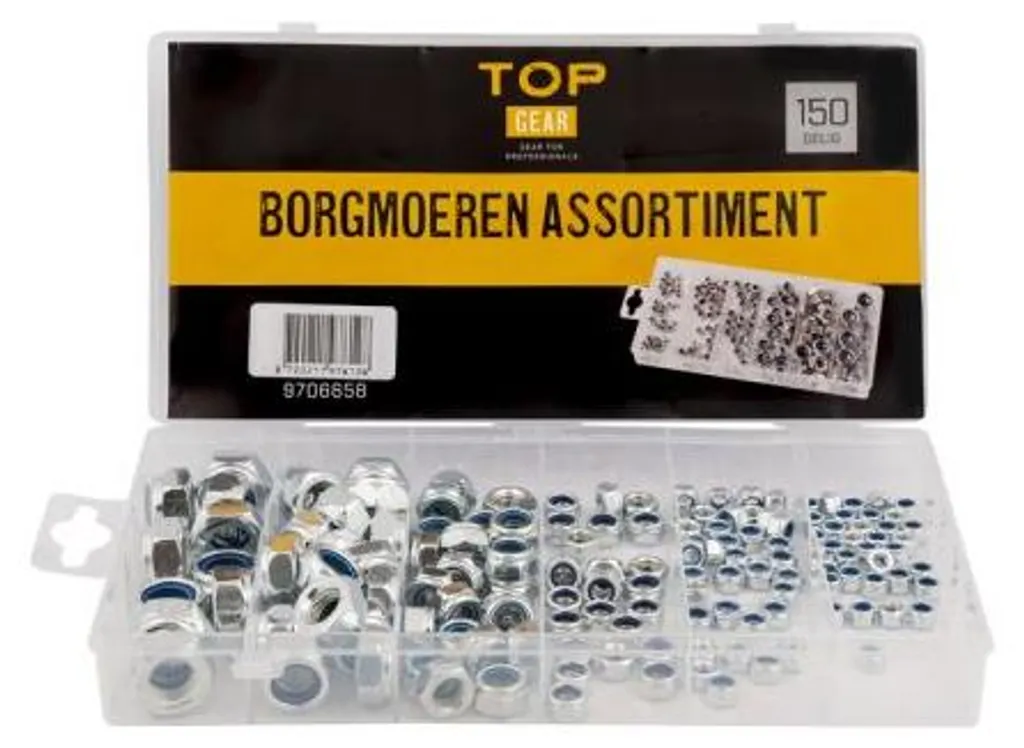 Écrous autobloquants Topgear contre les vibrations : coffret de 150 pcs