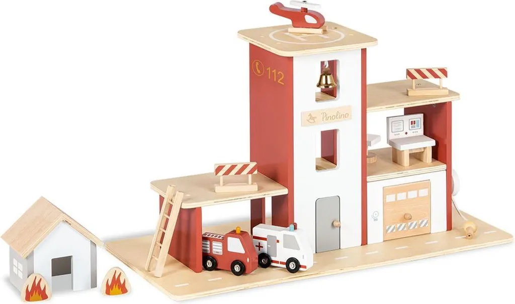 Caserne de pompiers Ben en bois avec accessoires de secours complets