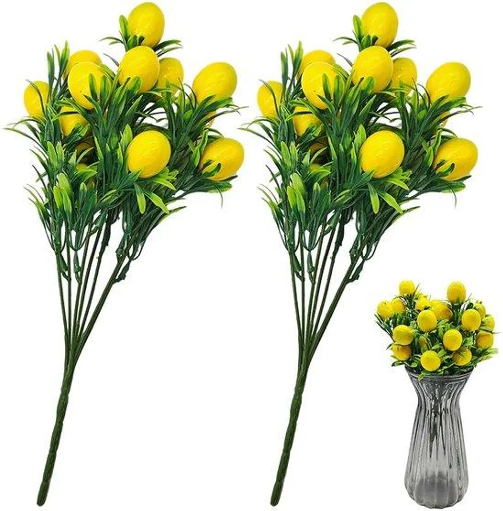 Branches de citronnier artificielles jaunes et vertes pour décoration