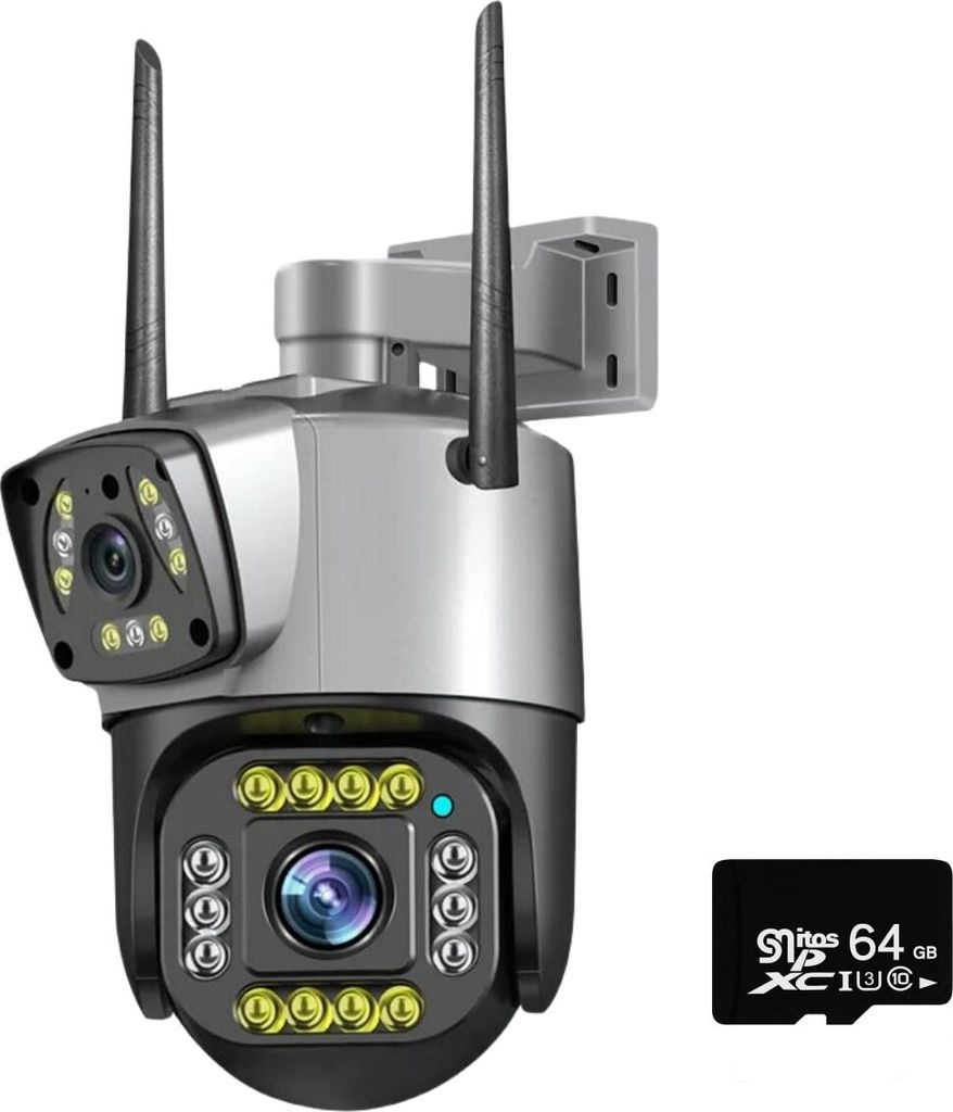 Dual-Objektiv-Kamera 4MP 4K Wireless Outdoor Farbnachtsicht PTZ CCTV Smart Security Home Surveillance V380 WiFi IP-Kamera