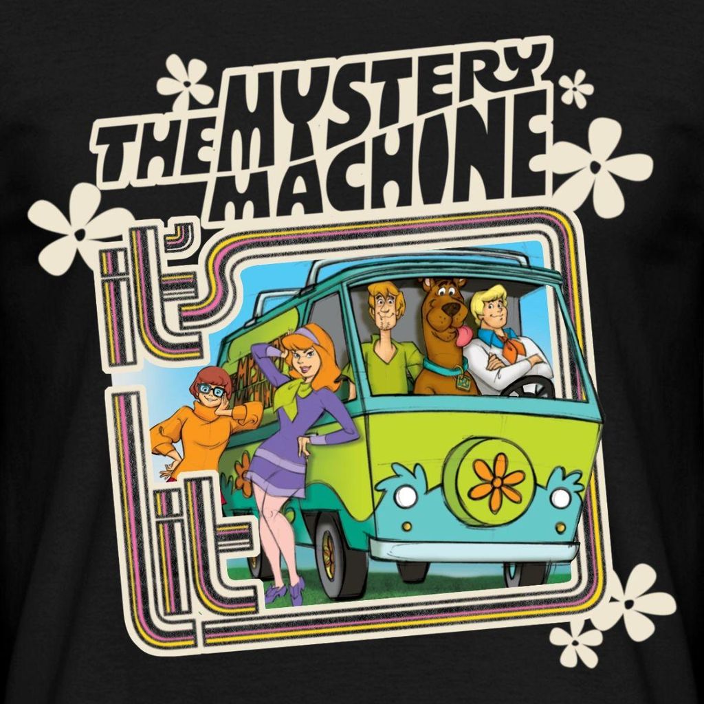 Spreadshirt Scooby-Doo The Mystery Machine Groovy Gang Männer T-Shirt, L, Schwarz