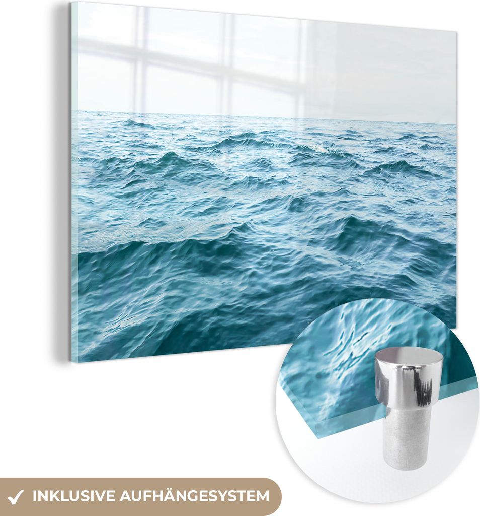 MuchoWow Glasbilder - Bilder auf Wandbild - Foto auf Glas Meer - Wasser - Natur - Ozean 90x60 cm Wanddekoration aus Glas - Acrylglasbild - Acrylbil...