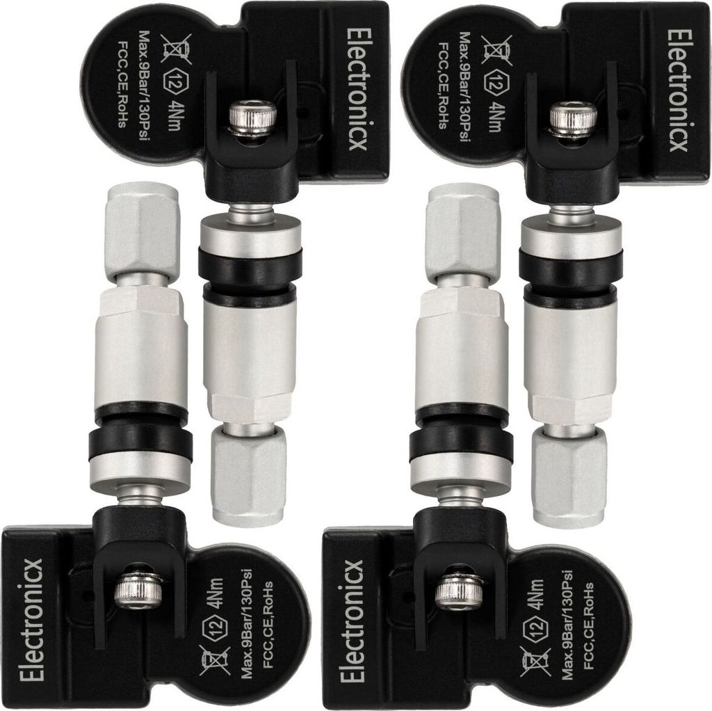 4x Reifendrucksensoren RDKS Sensoren Metallventil Silber für BYD Dolphin 2021-2024