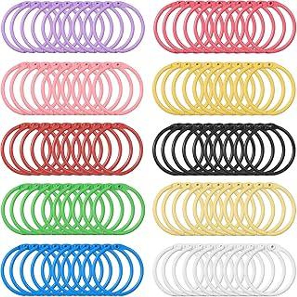 100 Stück Metall Buchringe 30mm, Schlüsselringe Bunt Ringbuch Ringe für Karteikarten Ringe, Mehrfarben Buchbinderinge 30mm, Metall-Ringbücher R...