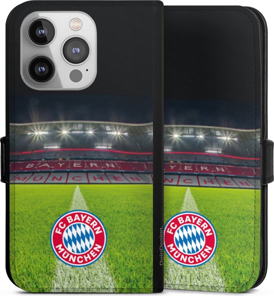 DeinDesign Klapphülle für Apple iPhone 14 Pro Handytasche Lederhülle Tasche FC Bayern München FCB Stadion
