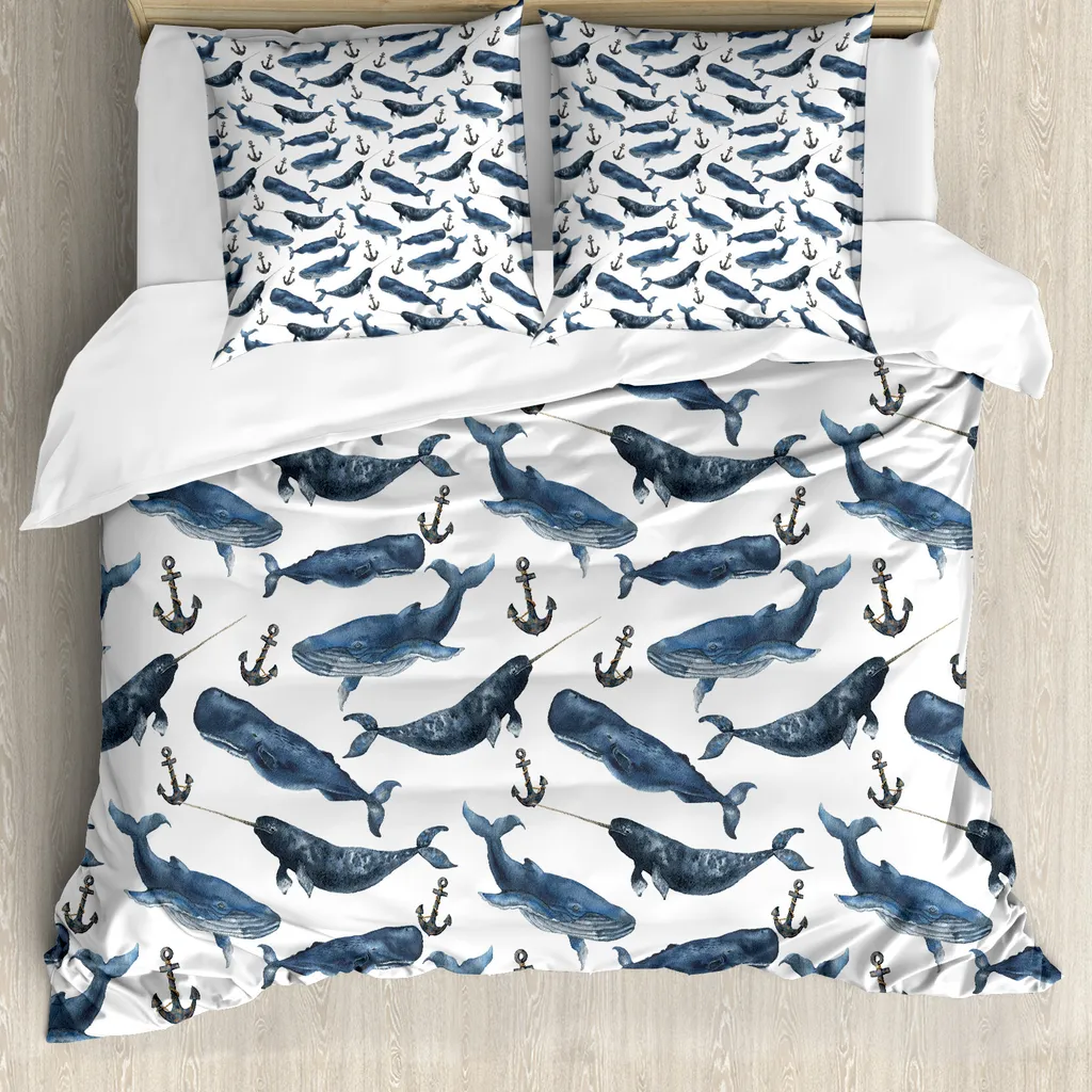 Copripiumino Narvalo ABAKUHAUS 155x220: Comfort Antiacaro Oceano Blu