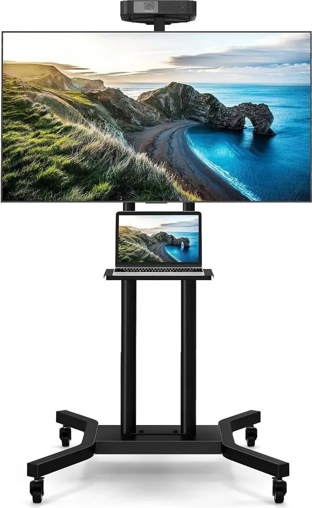 Support TV sans Perçage : Meuble Mobile à Roulettes pour Écrans 32-70 Pouces