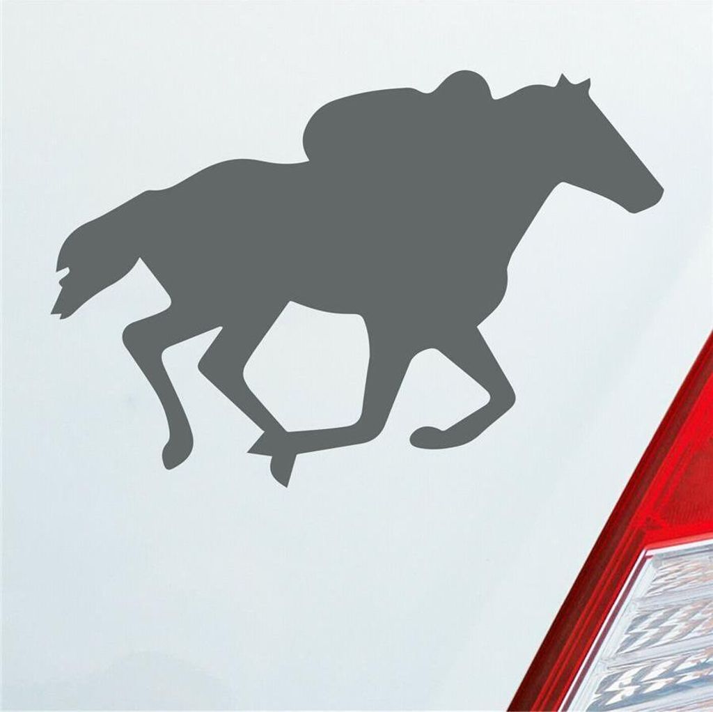 Auto Aufkleber Reiter Pferd Wettkamp Horse Reiten Jockey 10x7 cm Grau Sticker Heckscheibenaufkleber
