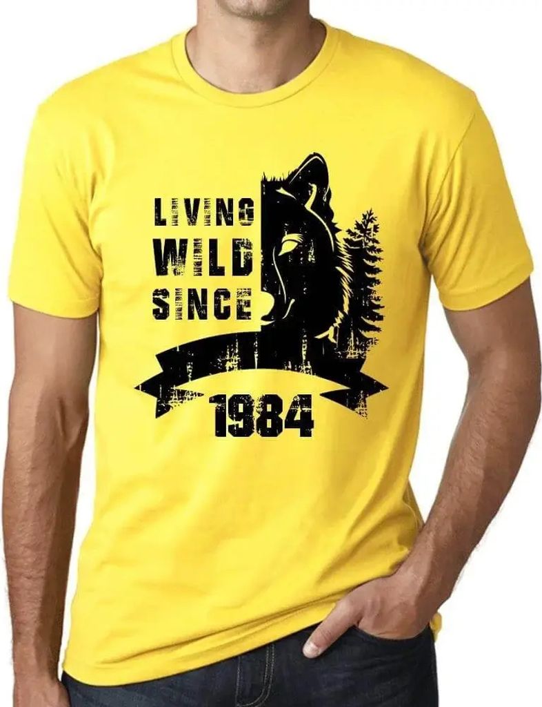 Herren Grafik T-Shirt Wildes Leben seit 1984 – Living Wild Since 1984 – Geschenk 40. Geburtstag Jahrestag 40 Jahre Jubiläum 40 Jährige Mann J...