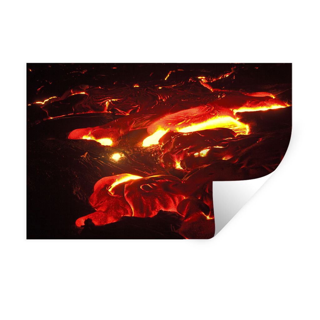 MuchoWow® Nálepka na stenu - Tečúca láva v noci - 90x60cm - Obrázok produktu 
