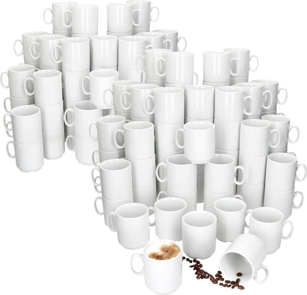 96er Set Event Kaffeebecher 250ml weiß Porzellan-Tassen Produktbild 