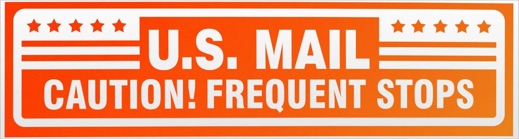 Kiwistar U.S. Mail Frequent Stops invertiert Magnetschild Schild magnetisch - 30cm Neonorange - Magnetfolie für Auto PKW Kfz