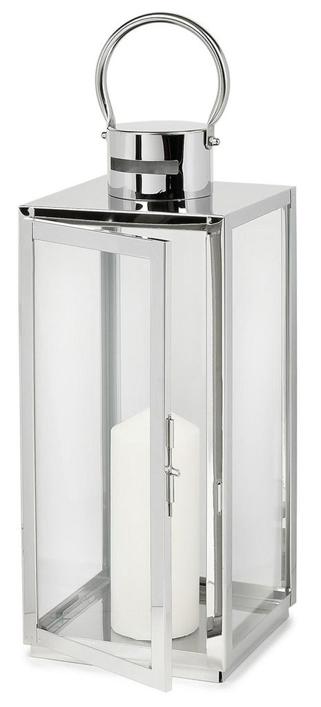 Laterne Silber 21,5 cm Metall Glas Windlicht Gartenlaterne Produktbild 