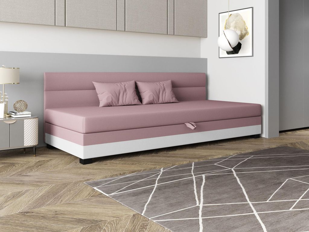 Einzelbett mit Polsterung 80x195 NALINDA BIZ 2 - rosa/weiß