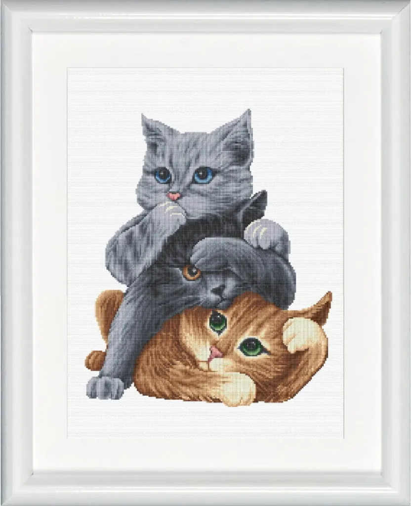 Kit broderie point de croix Katzen Ecru Dutch Stitch Brothers 30x45cm
