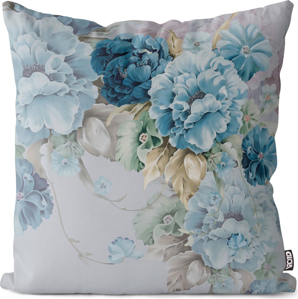 VOID Blaue Blumen geblümt Blüten Kissenbezug Kissenhülle Polyester wasserfest Outdoor Indoor