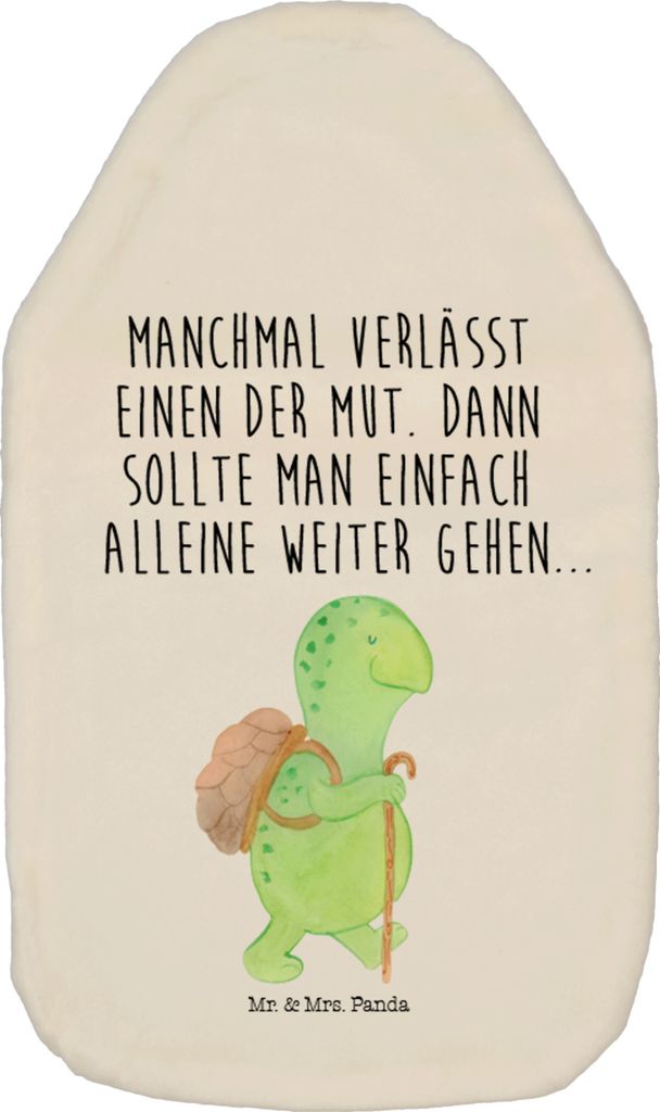 Mr. & Mrs. Panda Wärmflasche Schildkröte Wanderer - Weiß - Geschenk, Motivationsspruch, naturkautschuk, gummi, mit Bezug, Plüsch, Rucksack, Mot...