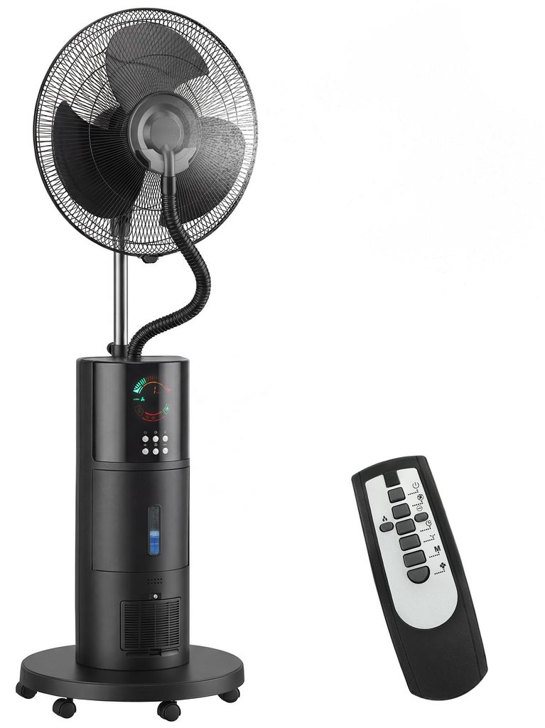 4-in-1 Standventilator mit Wassernebel Luftreiniger Mückenschutz 9-Stunden-Timer 3 Modi Fernbedienung Schwarz