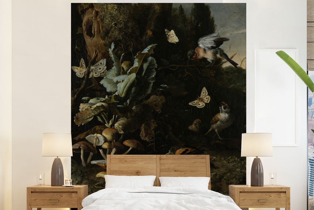 MuchoWow Fototapete für Wohnzimmer oder Schlafzimmer Wandtapete Vinyl Motivtapete Tiere und Pflanzen - Gemälde von Melchior d'Hondecoeter - 210...