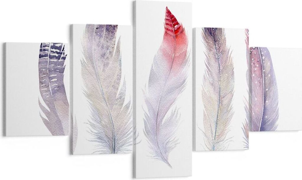 Bild auf Leinwand - Leinwandbild - Feder Tier Vogel Komposition - 125x70cm - Wand Bild - Wanddeko - Leinwanddruck - Bilder - Kunstdruck - Wanddekor...