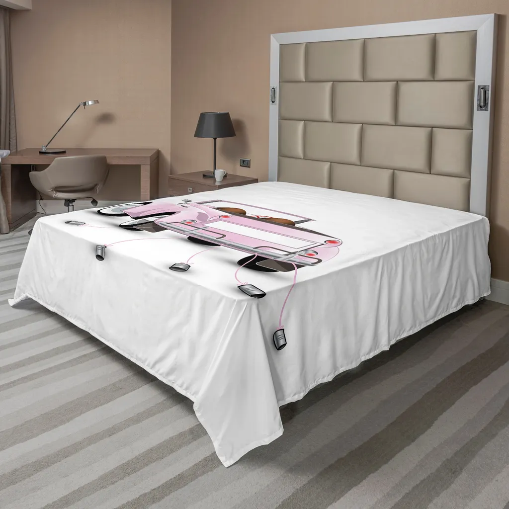 Drap Supérieur Confortable Impression Mariage Voiture Rose 266x260 cm