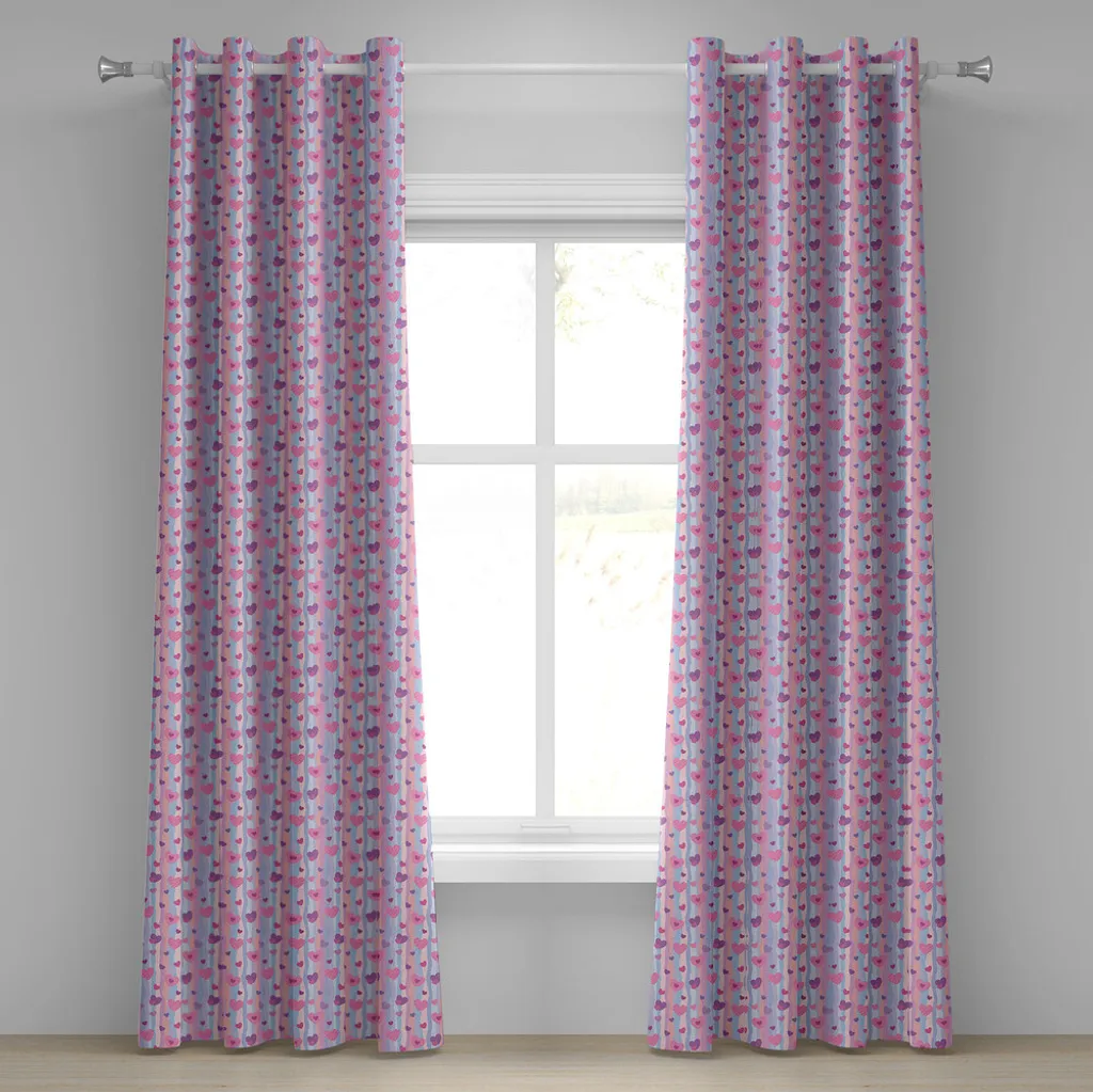 Rideau à œillets Saint-Valentin cœurs mauve pâle 280 x 175 cm ABAKUHAUS