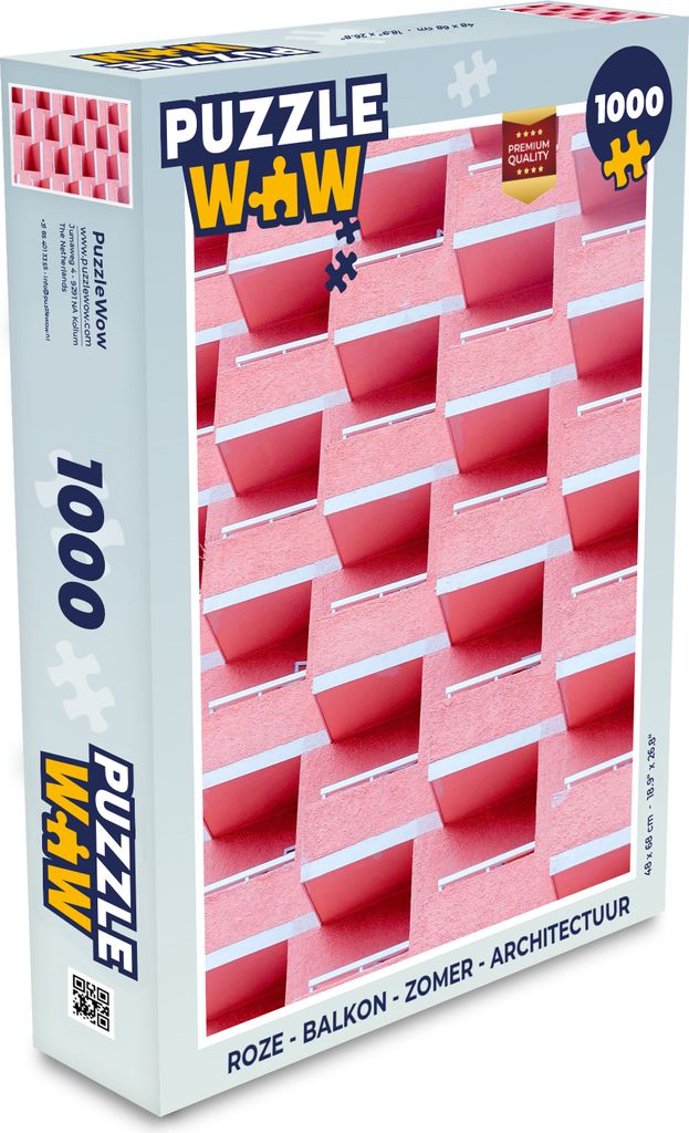 MuchoWow Puzzle 1000 Teile Rosa - Balkon - Sommer - Architektur - Spielzeug - Alt und Jung - Spiele - Puzzeln