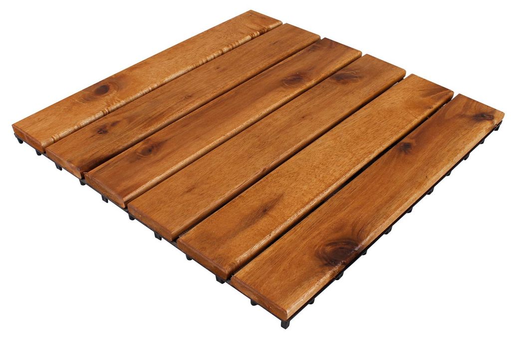 Holzfliese Akazienholz FSC®-zertifiziert 30x30 cm Fliese Stecksystem Zuschneidbar