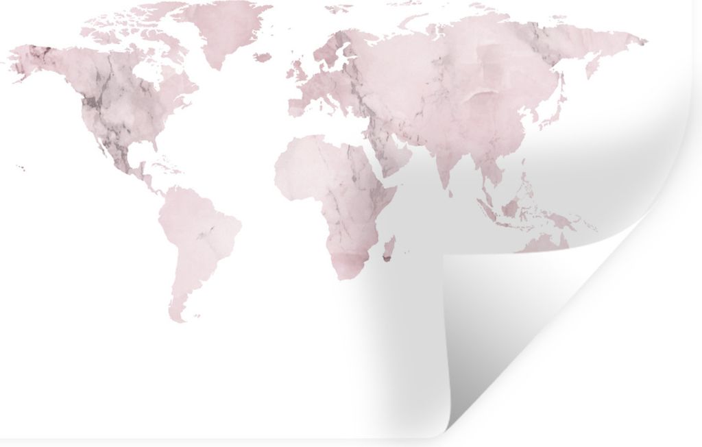 MuchoWow Wandtattoo Wandsticker Wandaufkleber Weltkarte - Rosa - Marmor 160x120 cm Selbstklebend und Repositionierbar - Selbstklebend - Fototapeten