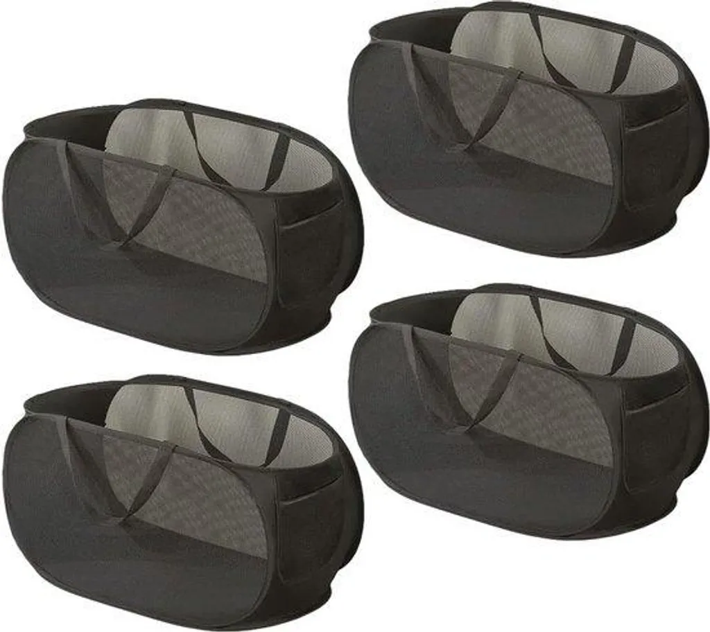 Bac à linge souple et pliable lot de 4 - Panier de rangement filet