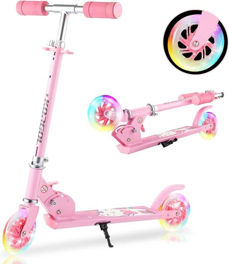 Caroma Roller Cityroller, Höhenverstellbarer Scooter mit ABEC 7 Kugellagern und 120mm Polyurethaneräder, Tragkraft 50kg, rosa