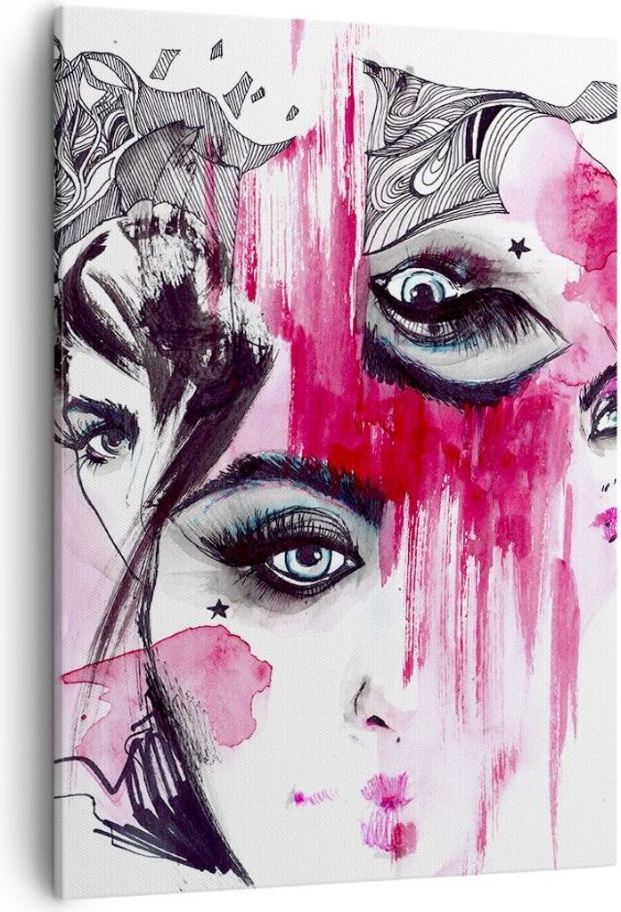 Bild auf Leinwand - Leinwandbild - Einteilig - Frauen Gesichter Augen illustration - 50x70cm - Wand Bild - Wandbilder - Leinwanddruck - Wanddekorat...
