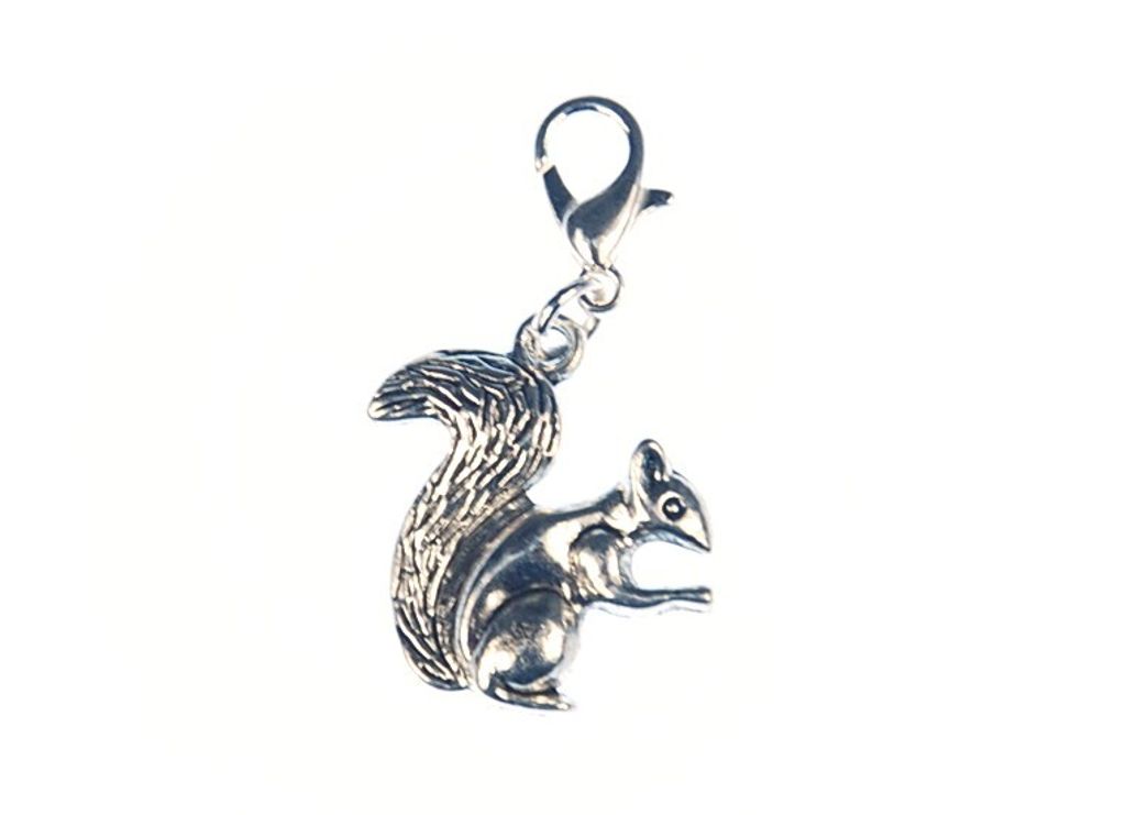 Eichhörnchen Charm Zipper Pull Anhänger Miniblings Grauhörnchen Nuss Wald silber