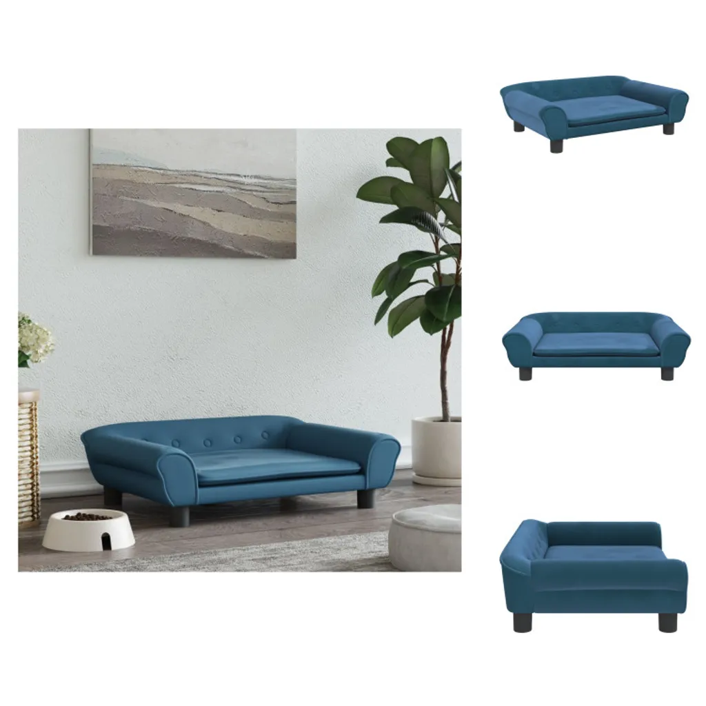 Cuccia Divano per Cani vidaXL Velluto Blu 70x48 cm: Stile Chic