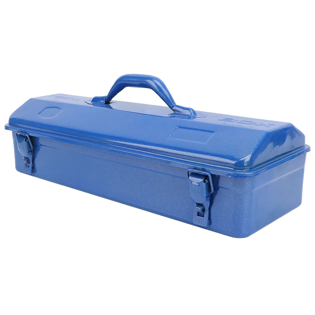 Coffre à outils bleu portable - Boîte de rangement métallique 3 cases