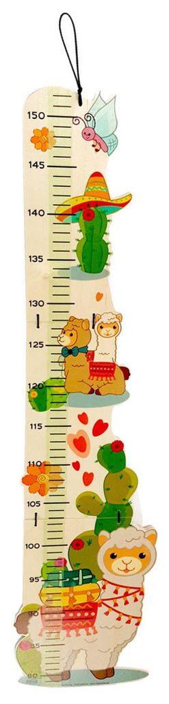 Hess Holzspielzeug 14633 - Messlatte aus Holz für Kinder, Serie Lama, handgefertigt, klappbar, geeignet für eine Körpergröße von ca. 80 bis 15...