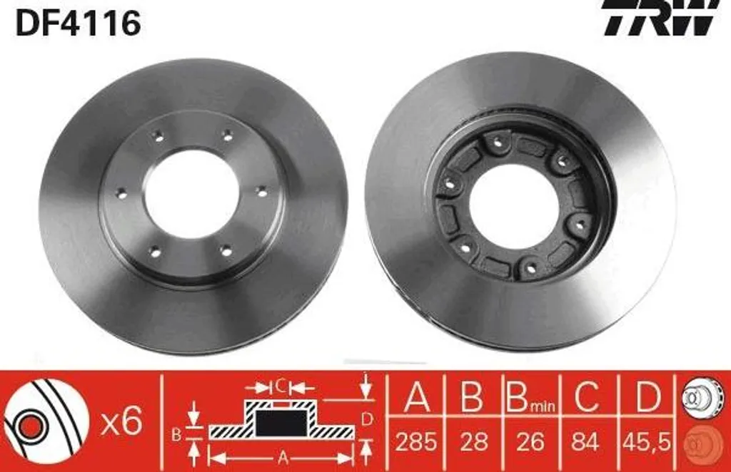 Disque de frein TRW DF4116 OE 3016054 pour Toyota Hiace haute qualité
