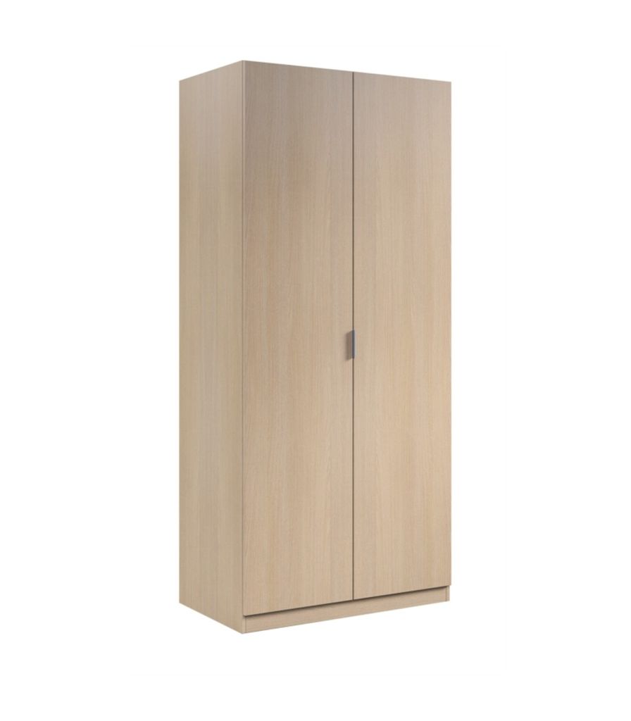 Orangefarbener Kleiderschrank, Schlafzimmerschrank mit 2 Flügeltüren, Schlafzimmermöbel mit 1 Regal und Kleiderstange, cm 82x52h180, Eiche