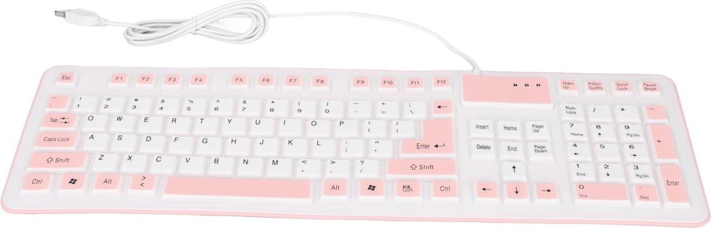 Faltbare Silikontastatur 106 Tasten Wasserdicht Staubdicht Faltbare USB Kabelgebundene Leise Silikontastatur für PC Laptop Spiel Rosa