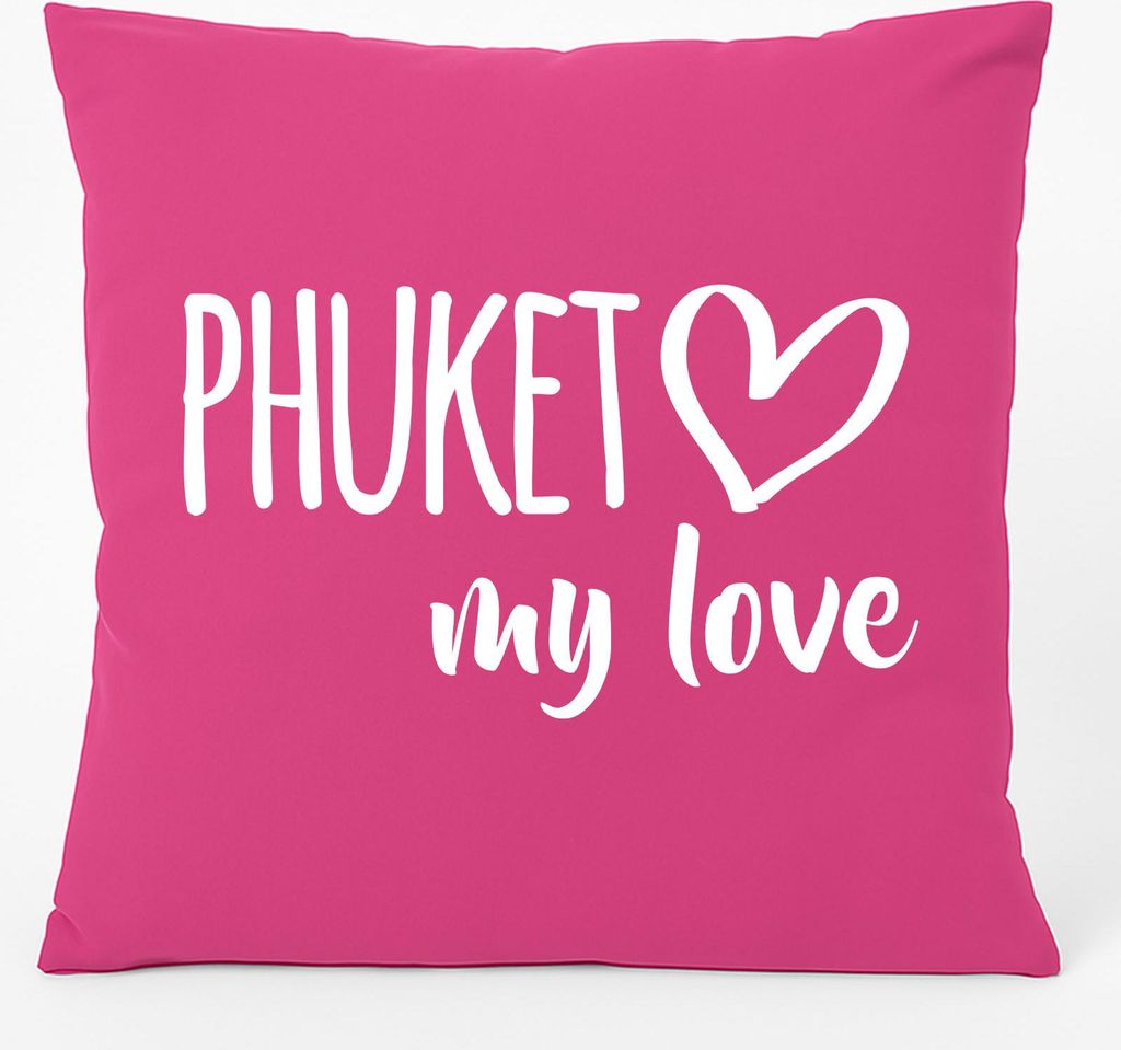 Huuraa Kissen Phuket my love 40x40cm mit Füllung Fuchsia Baumwolle Dekokissen Geschenkidee
